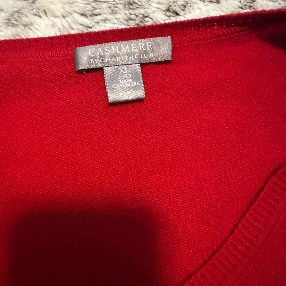 Charter Club 100% Cashmere Red Sweater - Picture 3 of 3